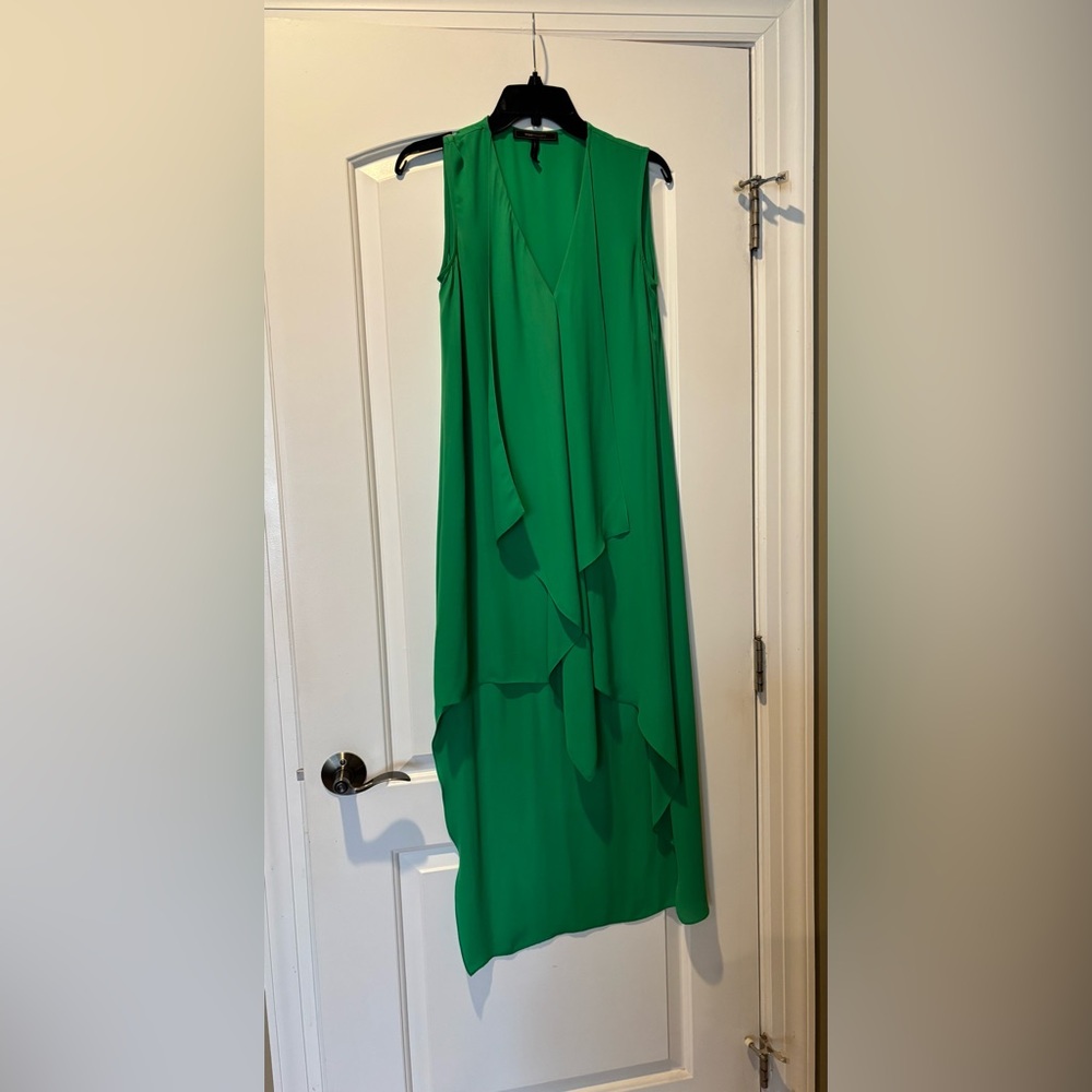 BCBG Maxazria green high low summer dress XS